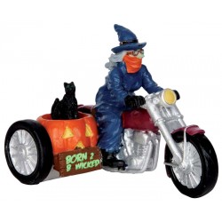 Sorcière en sidecar Lemax Halloween
