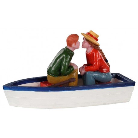 Couple d'amoureux dans une barque Lemax