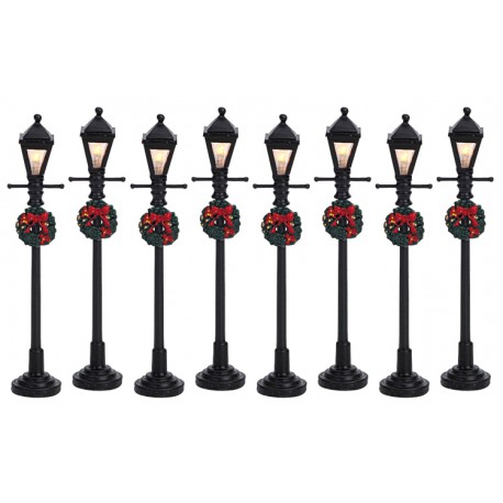 Lampadaires décorés lumineux Lot de 8 Lemax