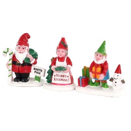 Nains de jardin enneigés Noël Lot de 3 Lemax