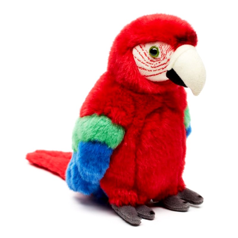 Peluche perroquet - ara rouge - 18 cm