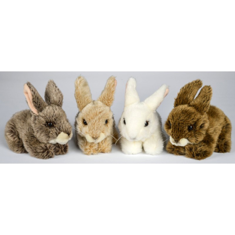 Peluche lapin marron / blanc en peluche 30 cm couché - Animaux domestiques  en peluche