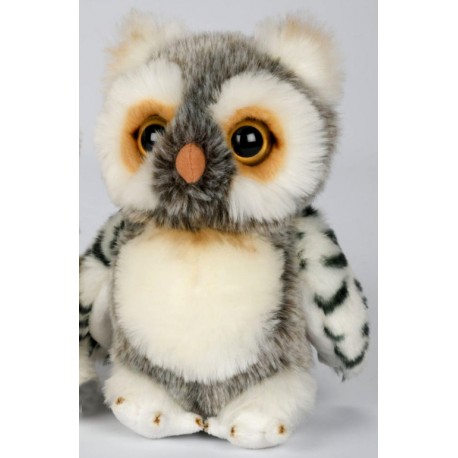 Peluche hibou blanc gris 20 cm