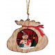 Suspension sapin Noël en bois hotte bonhomme de neige