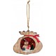Suspension sapin Noël en bois hotte bonhomme de neige