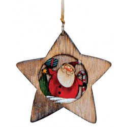Suspension sapin en bois étoile Père Noël