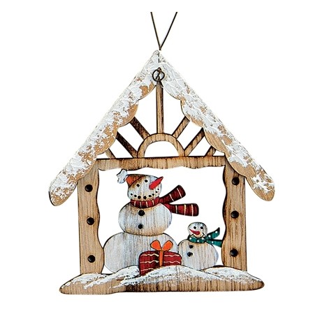 Suspension maison en bois Bon rouge bleu
