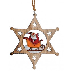 Suspension sapin en bois étoile Père Noël