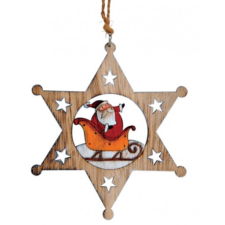 Suspension sapin en bois étoile Père Noël
