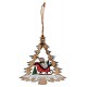 Suspension sapin Noël en bois bonhomme de neige