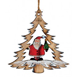 Suspension sapin en bois Père Noël