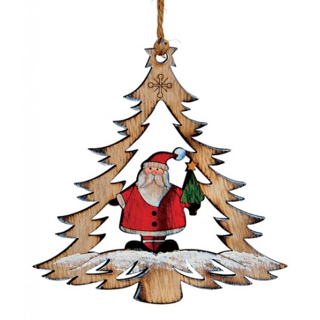 Suspension sapin en bois Père Noël