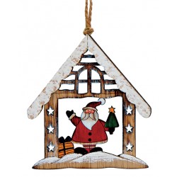 Suspension sapin en bois maison Père Noël