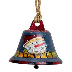 Suspension sapin cloche bleu bonhomme de neige