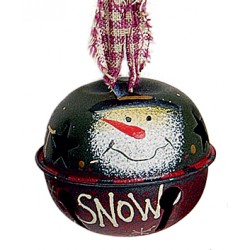 Suspension sapin Noël grelot bonhomme de neige vert rouge