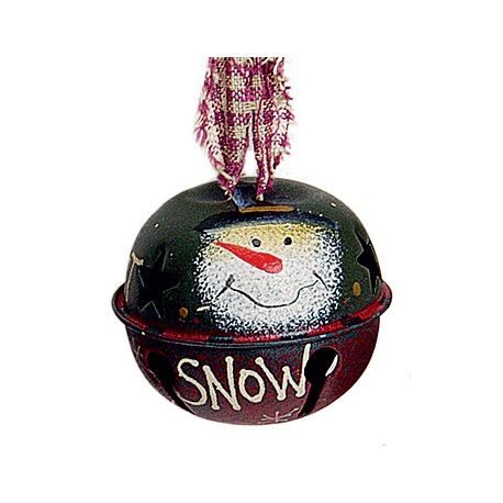Suspension sapin Noël grelot bonhomme de neige vert rouge