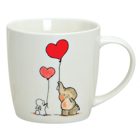Tasse éléphant lapin coeur porcelaine 30 cl