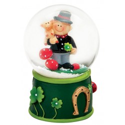 Boule à neige Saint Patrick cochon trèfle 7 cm vert