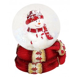 Boule à neige Bonhomme de neige sucre d'orge 6 cm rouge