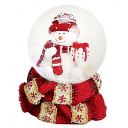 Boule à neige Bonhomme de neige cadeau 6 cm rouge