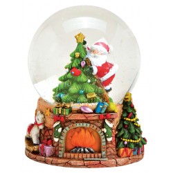 Boule à neige Père Noël sapin cheminée 9 cm