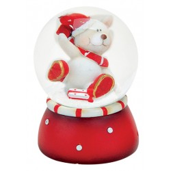 Boule à neige Ours Noël cadeau 6 cm rouge