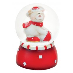 Boule à neige Ours Noël ballon 6 cm rouge
