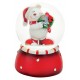 Boule à neige Ours Noël couronne 6 cm rouge