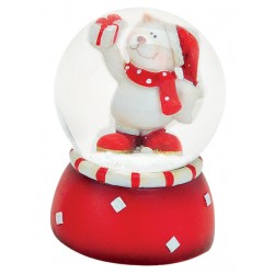 Boule à neige Ours Noël cadeau 6 cm rouge
