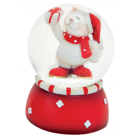 Boule à neige Ours Noël cadeau 6 cm rouge