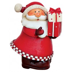 Figurine Père Noël cadeaux résine 10 cm