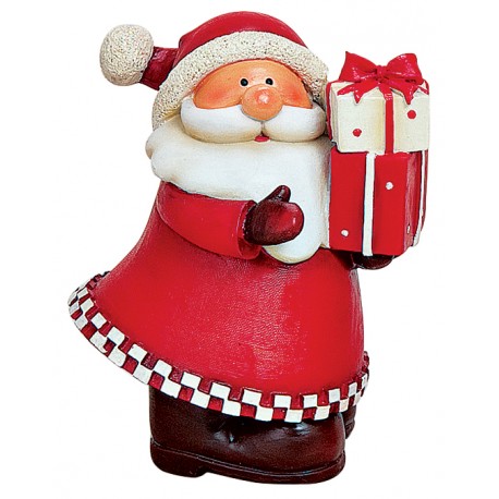 Figurine Père Noël cadeaux résine 10 cm
