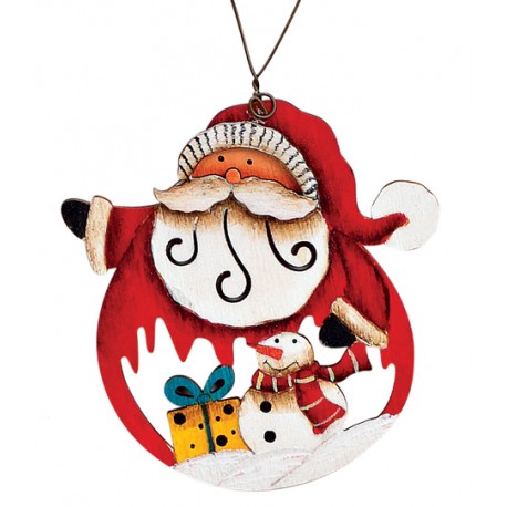 Suspension sapin en bois Père Noël