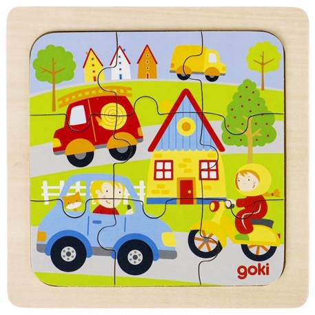Puzzle enfant en bois véhicules 9 pièces