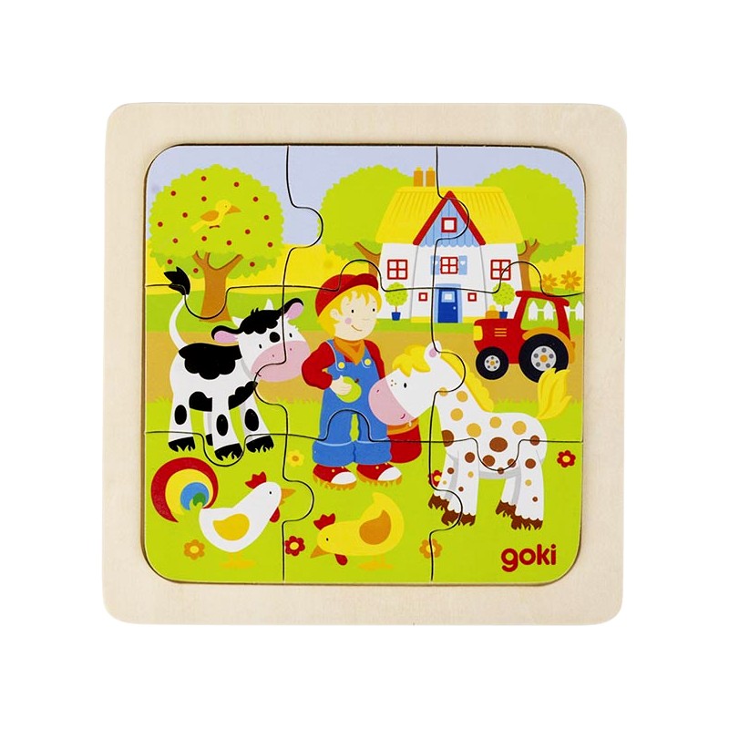 Puzzle enfant en bois ferme 9 pièces - La Magie des Automates