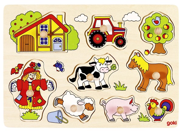 Puzzle bois 9 pièces La ferme - Puzzle enfant - Librairie de France