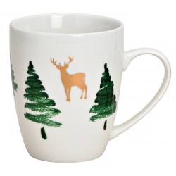 Tasse Noël sapins renne porcelaine 30 cl