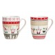 Tasse Nains de Noël gris rouge porcelaine 34 cl