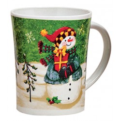 Tasse Noël Bonhomme de neige vert céramique 35 cl