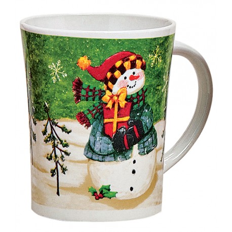 Tasse Noël Bonhomme de neige vert céramique 35 cl