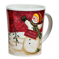 Tasse Noël Bonhomme de neige rouge céramique 35 cl