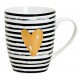 Tasse coeur rayé noir blanc porcelaine 30 cl