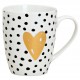 Tasse coeur points noir blanc porcelaine 30 cl