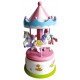 Boîte à musique en bois carrousel rose blanc 17 cm