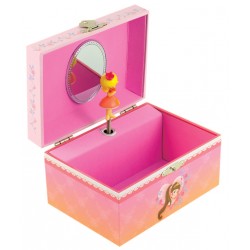 Boîte à bijoux musicale princesse rose jaune 15 cm rectangle
