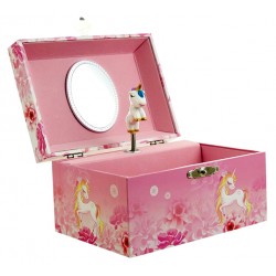 Boîte à bijoux musicale rose licorne 15 cm
