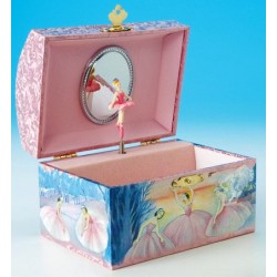 Boîte à bijoux musicale rectangle rose avec danseuses 15 cm