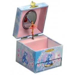 Boîte à bijoux musicale bleu rose danseuse 11 cm