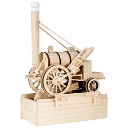 Maquette en bois animée Locomotive à vapeur 27 cm