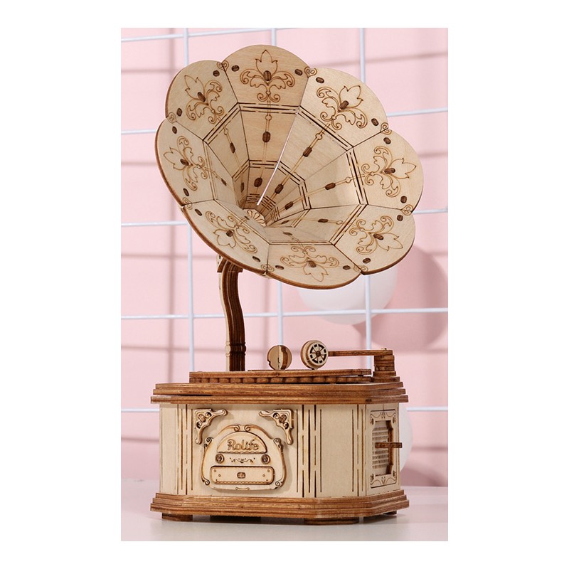 Gramophone - Maquette réaliste en bois 3D - MECAPUZZLE